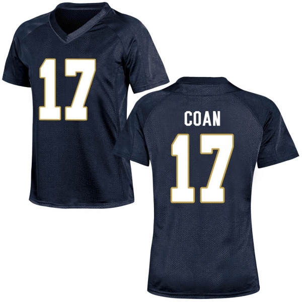 Jack Coan Notre Dame Fighting Irish NCAA Women's #17 Navy Blue Replica College Stitched Football Jersey NUJ5155ZC